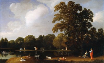 A River Landscape with Apollo and Marsyas by Daniel Cletcher
